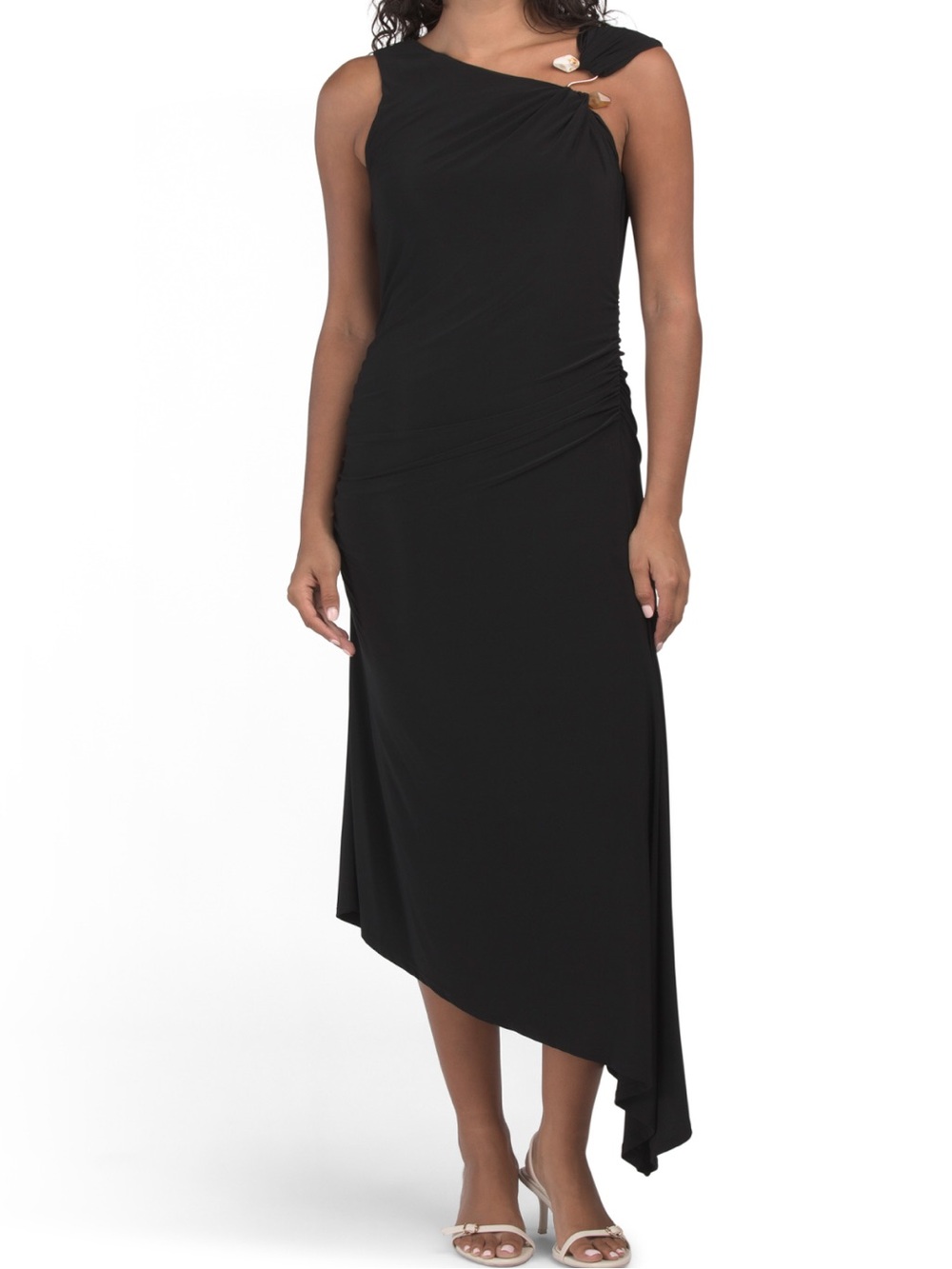Taylor Maxi Asymmetrical Dress with Metallic Clasp